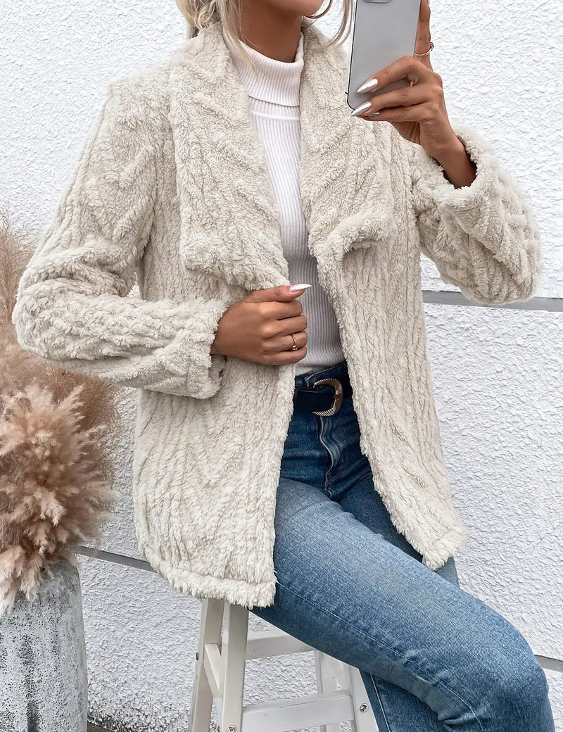 Witte fleecejas voor dames | Elegant 1