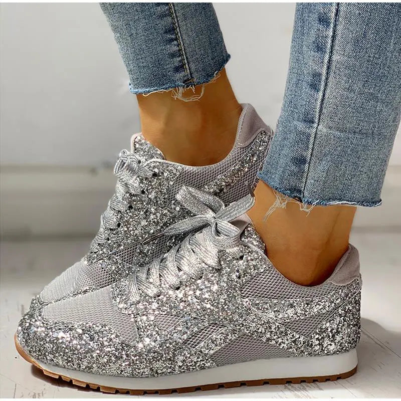 Ivy | Trendy Glans Sprankelende Glittersneakers