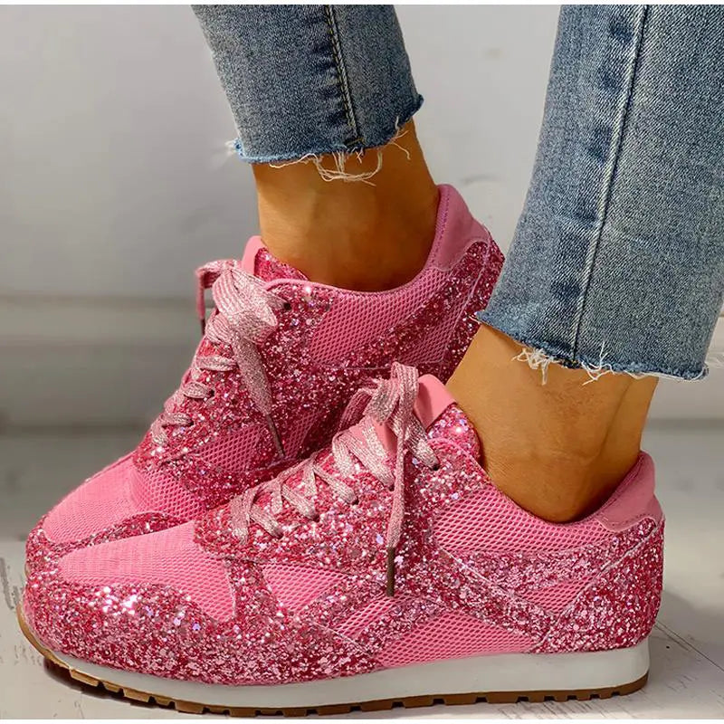 Ivy | Trendy Glans Sprankelende Glittersneakers