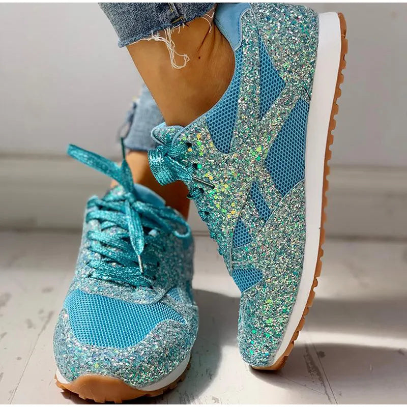 Ivy | Trendy Glans Sprankelende Glittersneakers