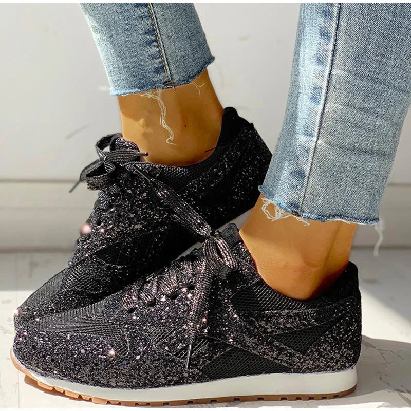 Ivy | Trendy Glans Sprankelende Glittersneakers
