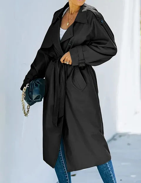Brechtje | Elegante Lange Dubbelbreasted Trenchcoat voor Dames
