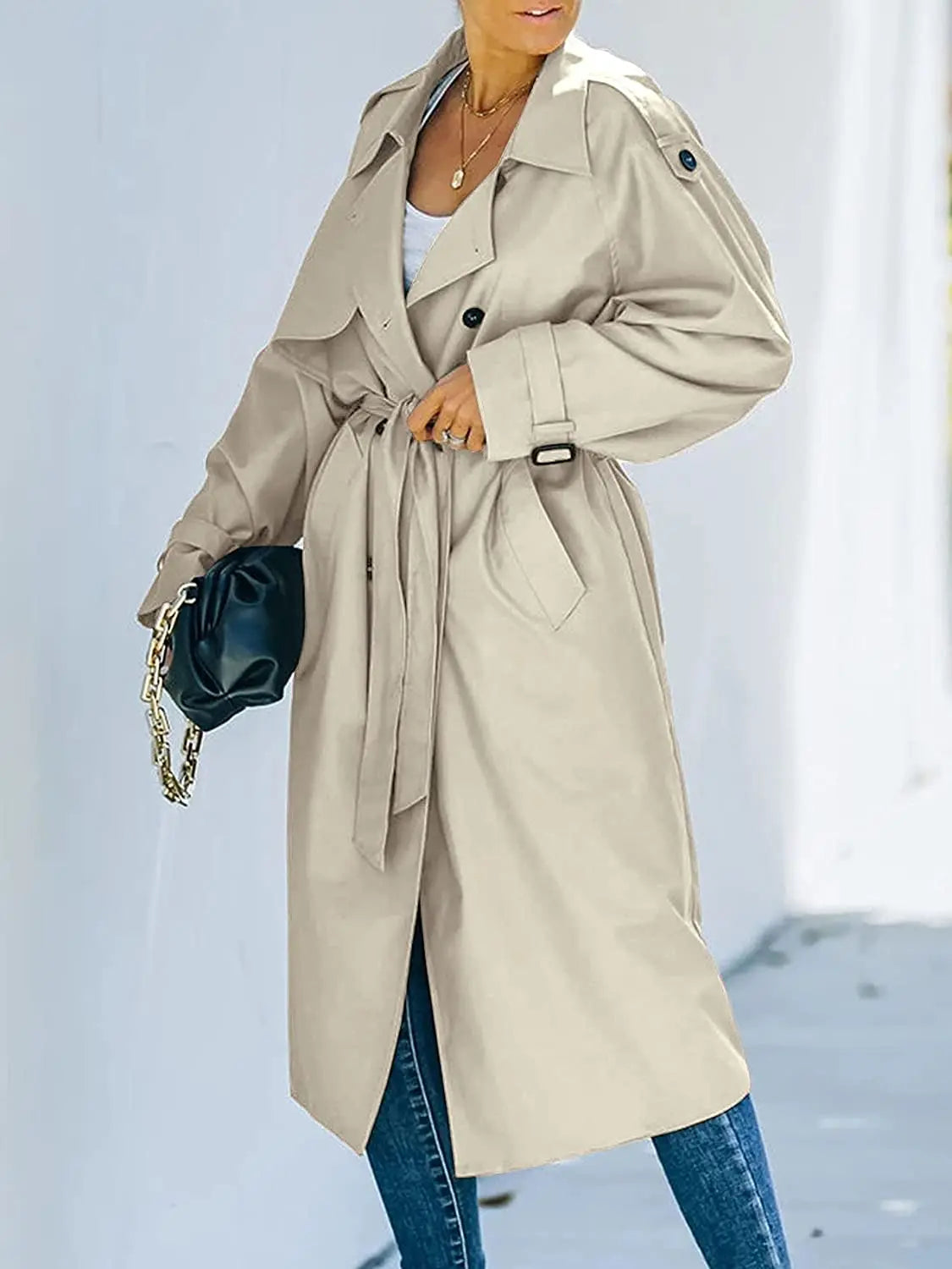 Brechtje | Elegante Lange Dubbelbreasted Trenchcoat voor Dames