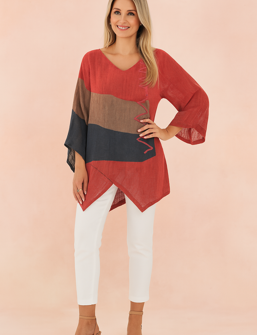 Ysabel | Asymmetrische tuniek met decoratief zijdetail 0