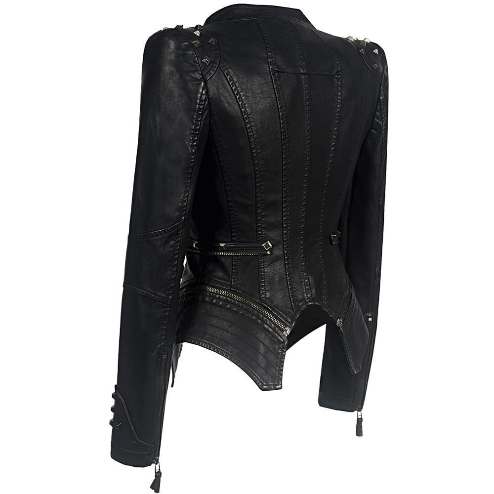 Zwarte bikerjack voor dames | Slim fit 1