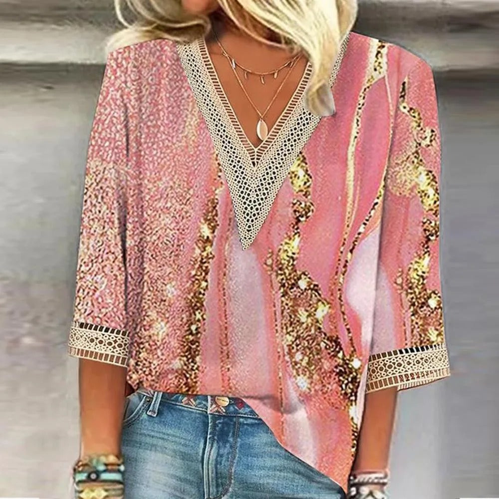 Eliza | Stijlvolle V hals Blouse Dames