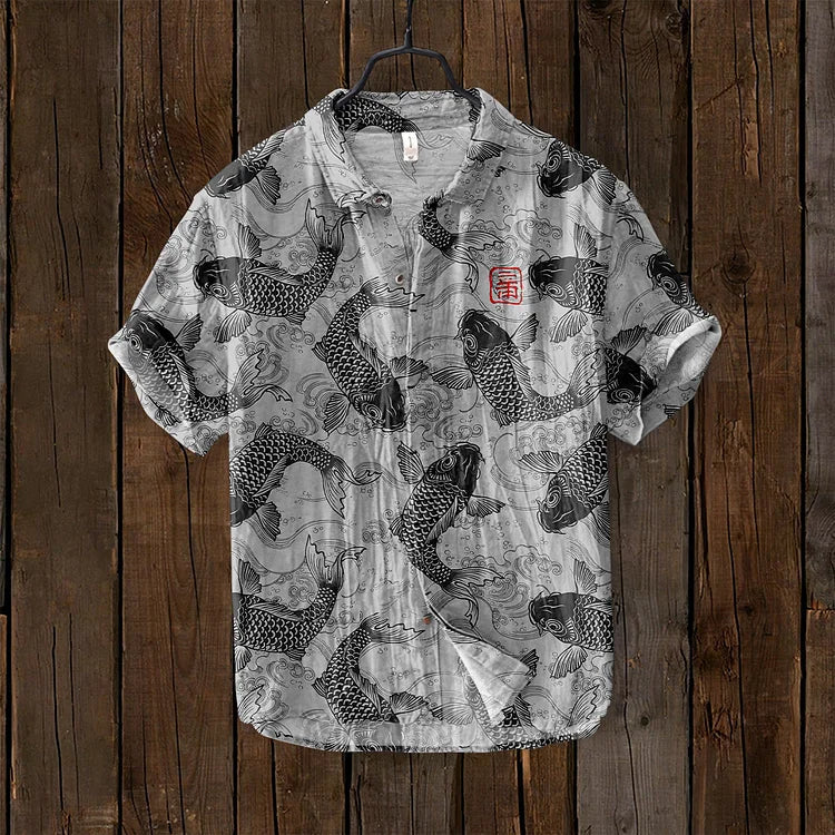 Leontios | Retro Kunstzijden Linnen Mix Shirt - Creatieve Casualstijl voor Mannen