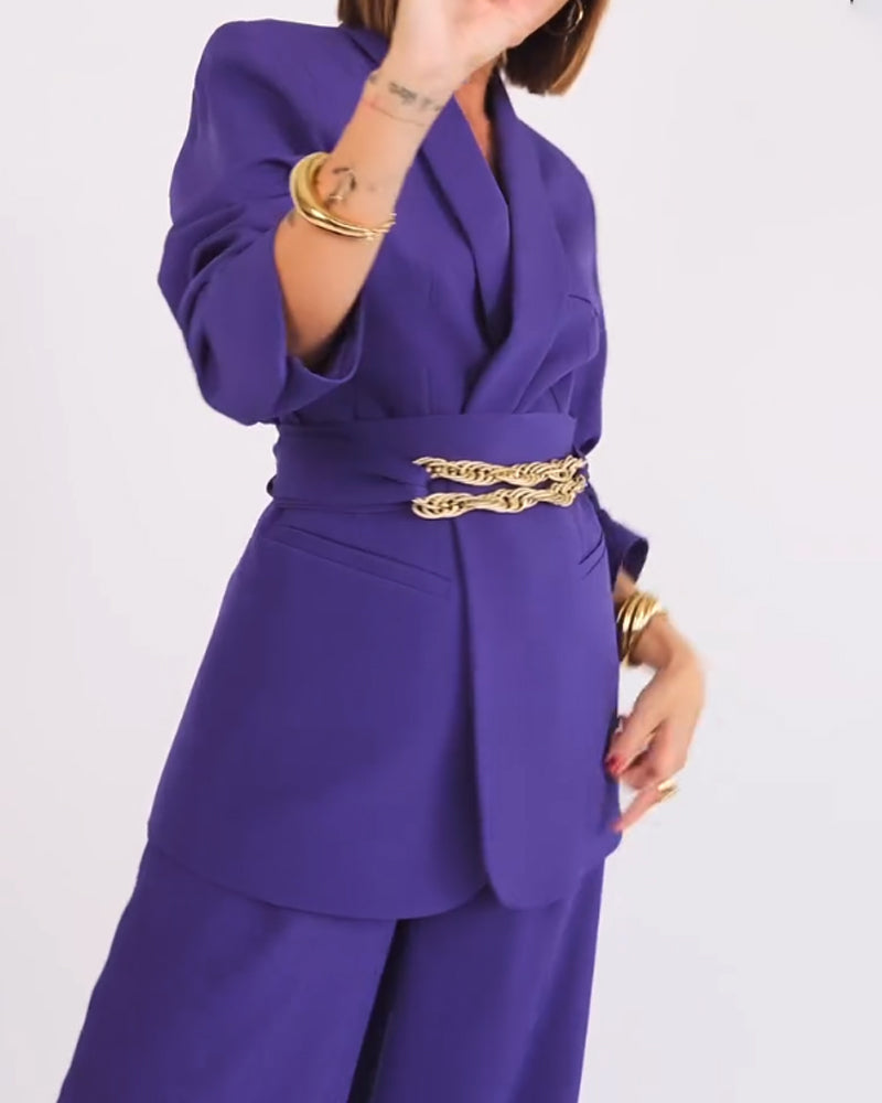 Constanza | Elegante oversized blazer en broek in luxe paarse tint