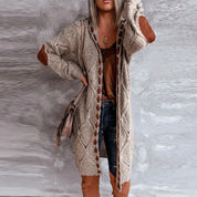 Tara | Trendy Gebreide Hoodie Cardigan met Contrasterende Patches