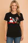 Zwart - Kerstman en rendier / XS