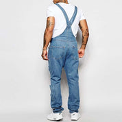 Thalion | Heren Stylish Ripped Denim Overalls - Relaxed Fit Distressed Jumpsuit for Effortless Casual Chic