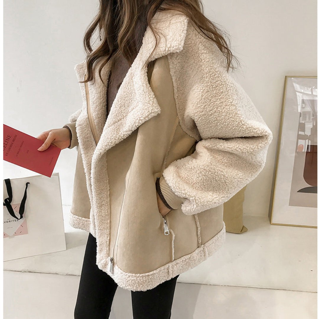 Rhian | Trendy Beige Winterjas met Zachte Voering