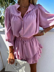 Luna | Stijlvolle Tweedelige Set met Blouse en Rok