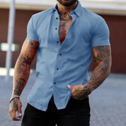 Stijlvol Effen Kraag Korte Mouwen Fitness T-shirt voor Mannen