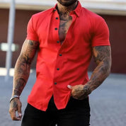 Stijlvol Effen Kraag Korte Mouwen Fitness T-shirt voor Mannen