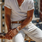 Bastian | Stylish Short Sleeve Henley Collar T-Shirt for Everyday Comfort