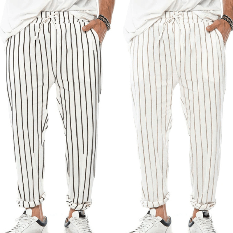 Jeroen | Casual Gestreepte Broek met Trekkoord voor Heren