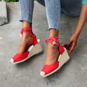 BELINDA | Wedge Sandalen met Strikkoord
