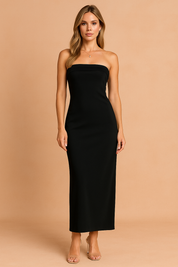 Zwarte strapless avondjurk voor dames